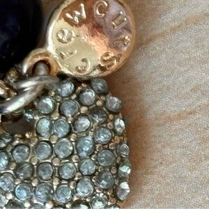 Valentine's Day Crew Cuts tie necklace/ navy blue/ clear rhinestone heart